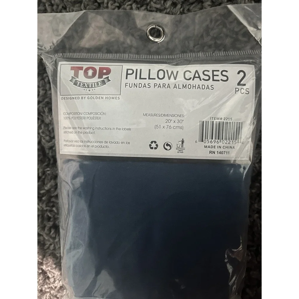 New Queen Pillowcase 20x30, 2‎ Pc Set. Blue 100% Polyester